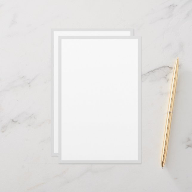 Grey Light Grey Custom Colour Border Edges White  Stationery (Front/Back In Situ)