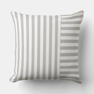 grey light grey white stripe pattern cushion