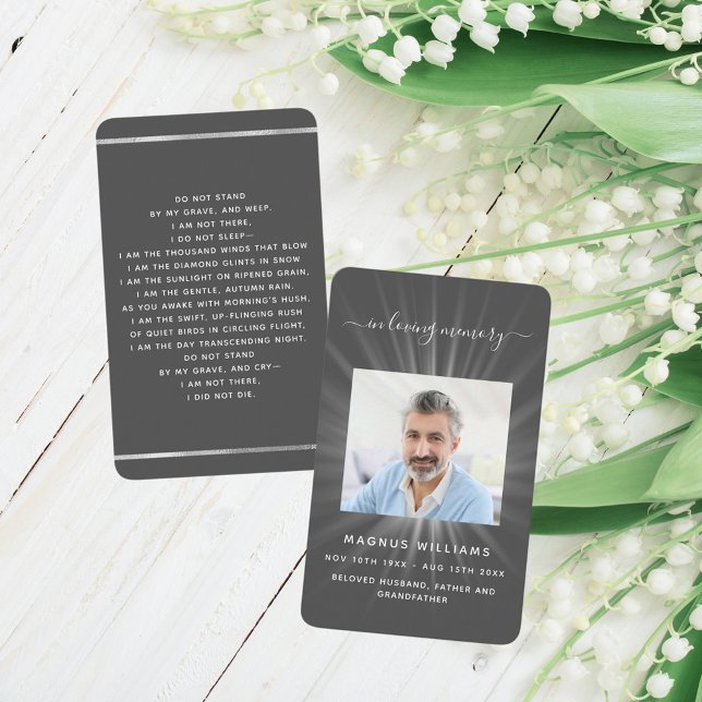 Grey light photo funeral prayer card (Creator Uploaded)