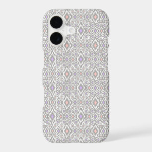 Grey, lilac, coral, diamonds on a white