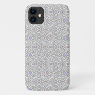 Grey, lilac, coral, diamonds on a white iPhone 11 case