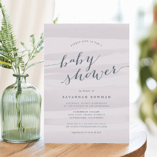 Grey Lilac Watercolor Baby Shower Invitation