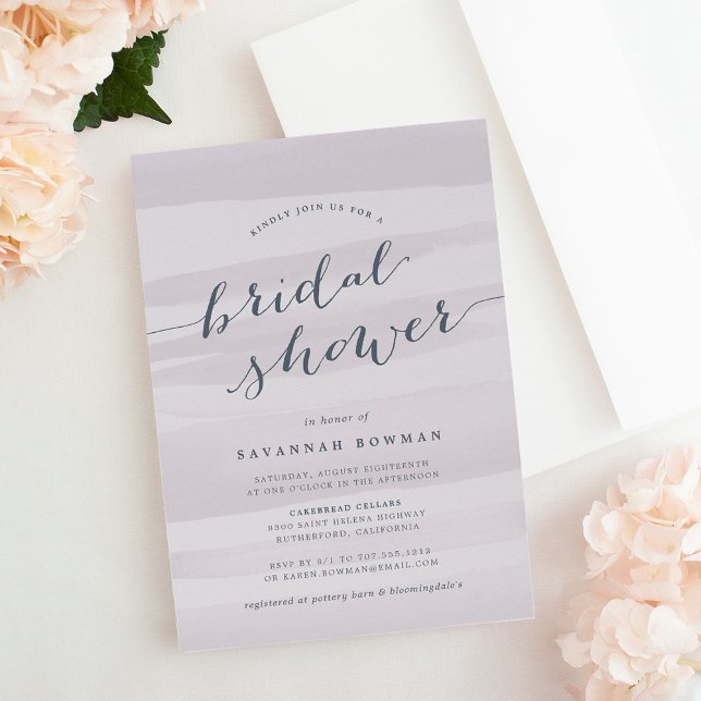 Grey Lilac Watercolor Bridal Shower Invitation (Creator Uploaded)