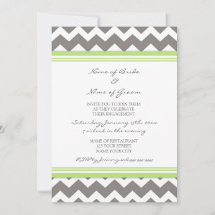 Grey Lime Chevron Engagement Party Invitations