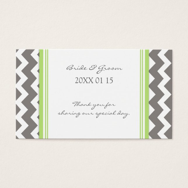 Grey Lime Chevron Wedding Favour Tags (Front)