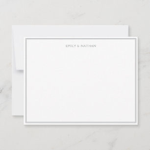 Grey Line Border Couple Wedding Engagement Custom Card