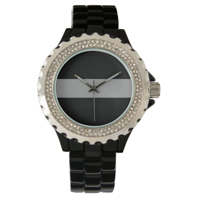 Grey Line Corrections Rhinestone Women's Watch (Front)