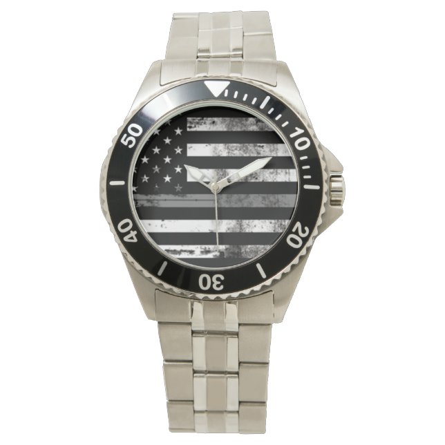 Grey Line Flag Correctional Officer Men's Watch (Front)