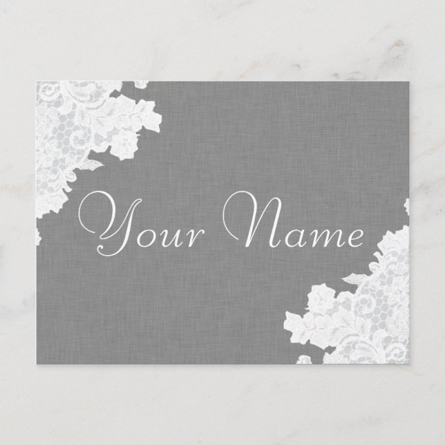 Grey Linen and Lace Notice Card (Front)