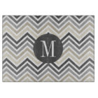 Grey & Linen Beige Chevron Pattern with Monogram