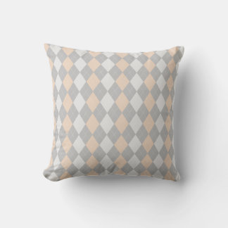 Grey & LINEN BROWN Diamonds ARGYLE Pattern Cushion