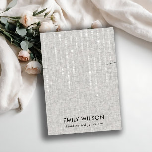 GREY LINEN LIGHT STRINGS NECKLACE BAND DISPLAY  BUSINESS CARD