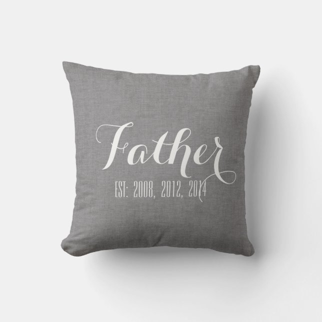 Grey Linen Personalised Father's Day Cushion (Front)