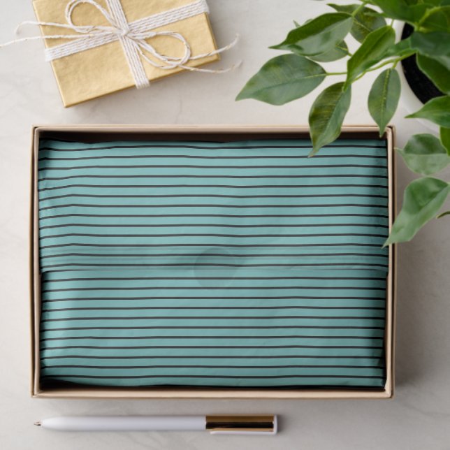 Grey lines on Teal Tissue Paper (Gift)