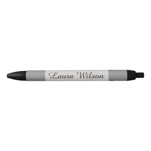 Grey Lines Pattern Elegant Customisable Black Ink Pen (Front)