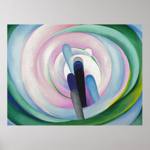 Grey Lines w Black, Blue and Yellow O'Keeffe Poster