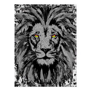 Grey Lion Head Poster Print - Lion Face Poster