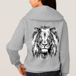 Grey Lion Portrait Drawing - Lion Hoodies
