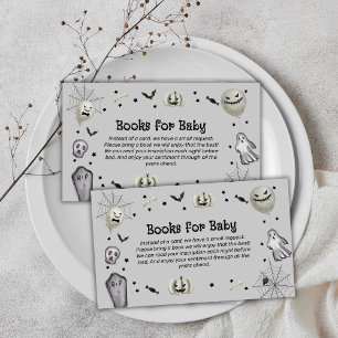 Grey Little Boo Ghost Boy Books For Baby Shower Enclosure Card