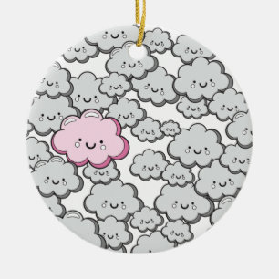 Grey Little Clouds Ceramic Tree Decoration