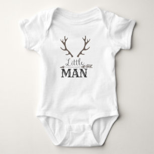 Grey Little Man Baby Bodysuit