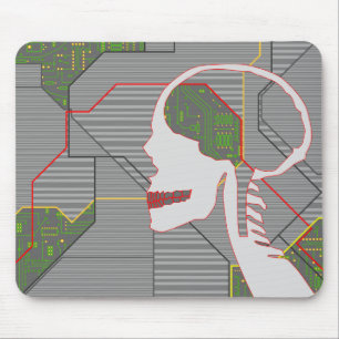 grey logicskull mouse pad