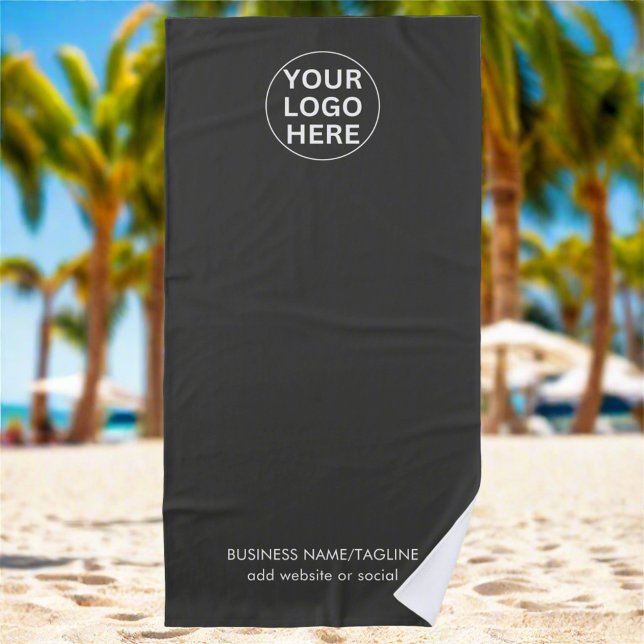 Grey Logo l Modern Branded Promotional Business Beach Towel (Creator Uploaded)