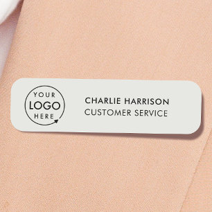 Grey Logo   Modern Business Employee Staff Name Tag