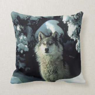 Grey Lone Wolf Lookout Cushion