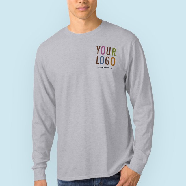 Grey Long Sleeve Shirt with Logo Preshrunk Unisex (MISOOK Men’s Grey Long Sleeve Shirt with Logo)