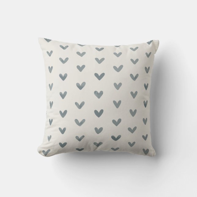 Grey Love Hearts Pattern OffWhite Cushion (Front)