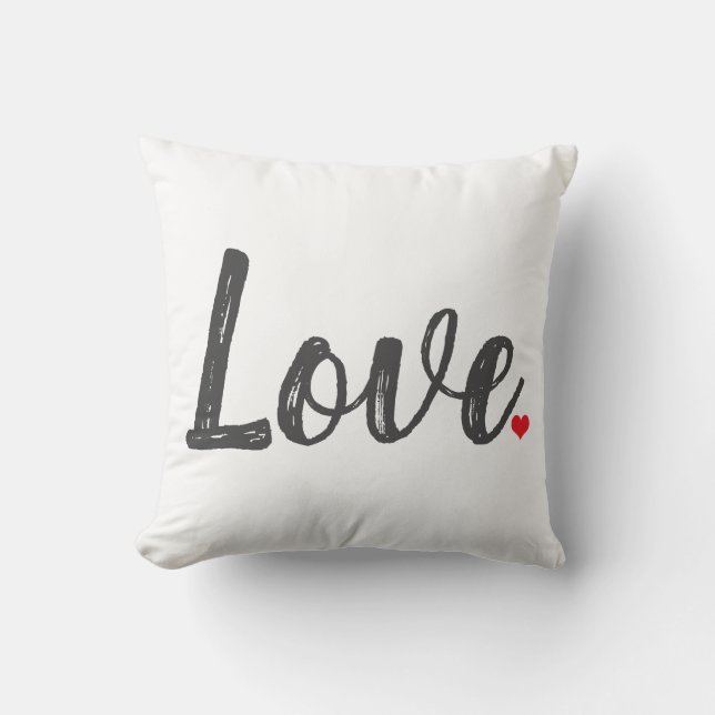 grey LOVE texture letters with red HEART | Cushion (Front)