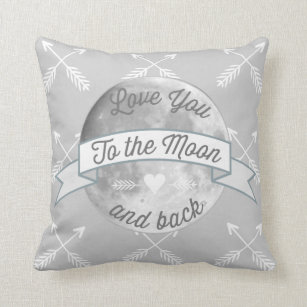 Grey Love You to the Moon Arrow Pattern Cushion