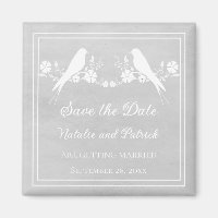 Grey Lovebird Floral Save the Date Magnet