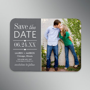Grey Lovely Details Wedding Photo Save the Date Magnet