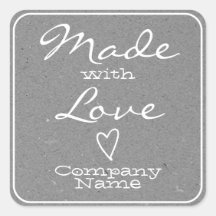Grey Made with Love Labels Kraft Paper Heart Grey