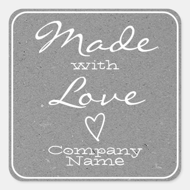 Grey Made with Love Labels Kraft Paper Heart Grey (Front)