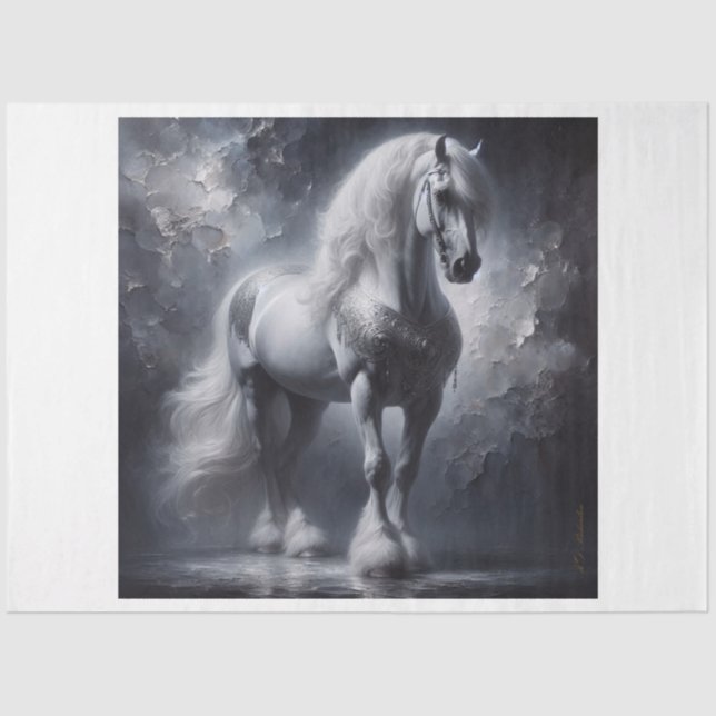 Grey Majestic Horse Decoupage Tissue Paper (Front)