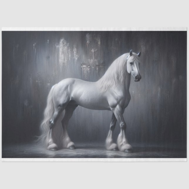 Grey Majestic Horse Decoupage Tissue Paper (Front)