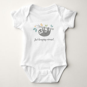 Grey Mama and Baby Sloth Baby Shirt