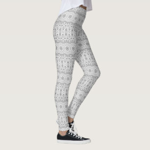 Grey Mandala Geometric Pattern Leggings