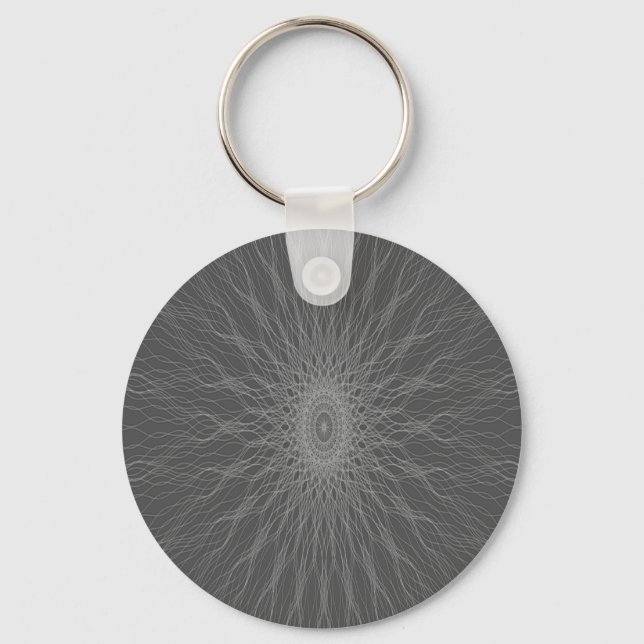 Grey mandala rays keychain (Front)