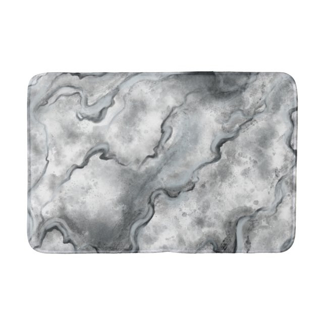 Grey Marble Bath Mat Rug (Front)