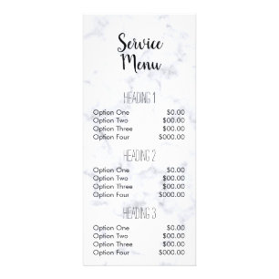 grey marble granite modern salon service menu