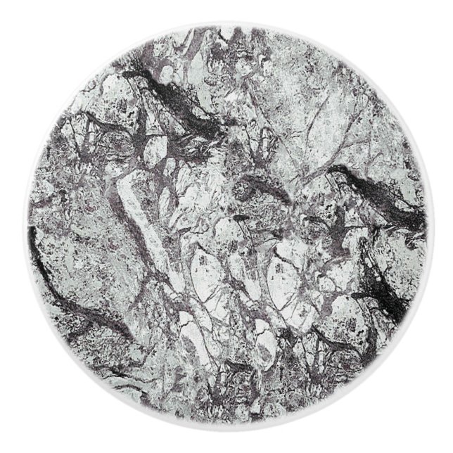 Grey Marble Look Ceramic Knob (Front)