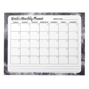 Grey Marble Monthly Calendar Notepad 