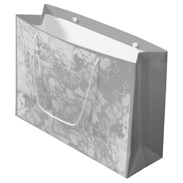 Grey Marble Pattern Father's Day Large Gift Bag (Front Angled)