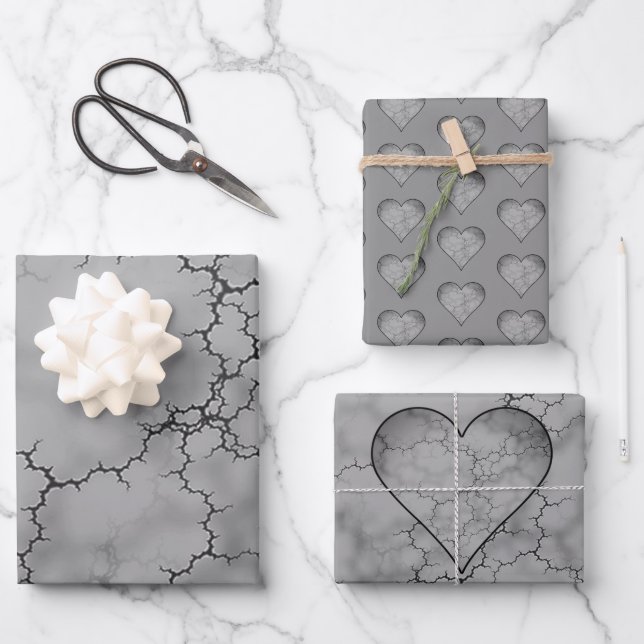 Grey Marble Pattern Father's Day Wrapping Paper Sheet (Front)