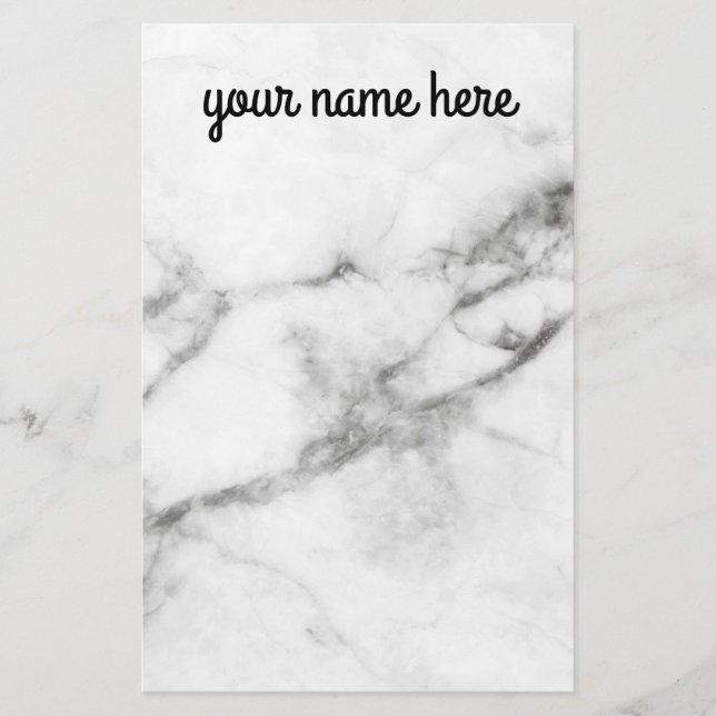 Grey Marble Personalised Stationery Paper (Front)