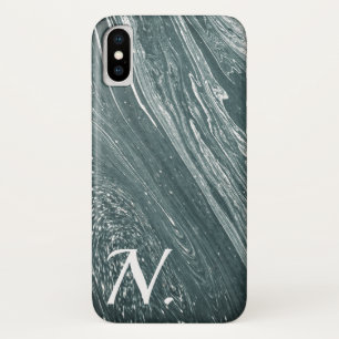 Grey Marble Polished Stone Imitation & Monogram iPhone X Case